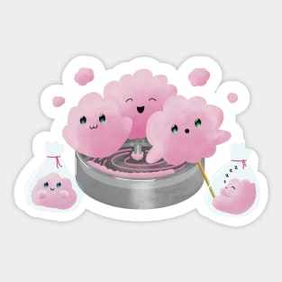 Candyfloss Friends: cotton candy friends, pink and cute having fun and playing. Sticker